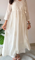 将图像加载到图库查看器中, Women's Lucknowi Handcrafted Modal Cotton Chikankari Angrakha - HONC0210167