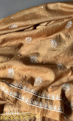 Load image into Gallery viewer, Women's Lakhnavi Handcrafted Munga Silk Chikankari Unstitched Kurta And Dupatta Set- HONC0276215