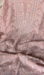 Load image into Gallery viewer, Women's Lakhnavi Handcrafted Pure Silk Georgette Chikankari Full Suit Fabric- HONC0160744