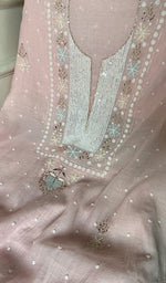 将图像加载到图库查看器中, Women's Lakhnavi Handcrafted Mul Chanderi Unstitched Chikankari Full Suit Material - HONC0344644