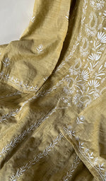 Load image into Gallery viewer, Women's Lakhnavi Handcrafted Linen Cotton Semi -Stitched Anarkali And Dupatta Set - HONC0246477