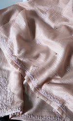 Load image into Gallery viewer, Women's Lakhnavi Handcrafted Chanderi Silk  Unstitched  Chikankari Kurta And Dupatta Set - HONC0290030