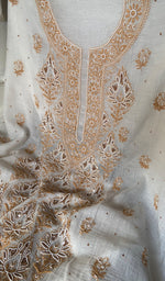 Load image into Gallery viewer, Women's Lakhnavi Handcrafted Mul Chanderi Unstitched Kurta And Dupatta Set - HONC0359796