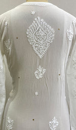 Load image into Gallery viewer, Women's Lakhnavi Handcrafted Viscose Georgette Chikankari Kurti- HONC0161860