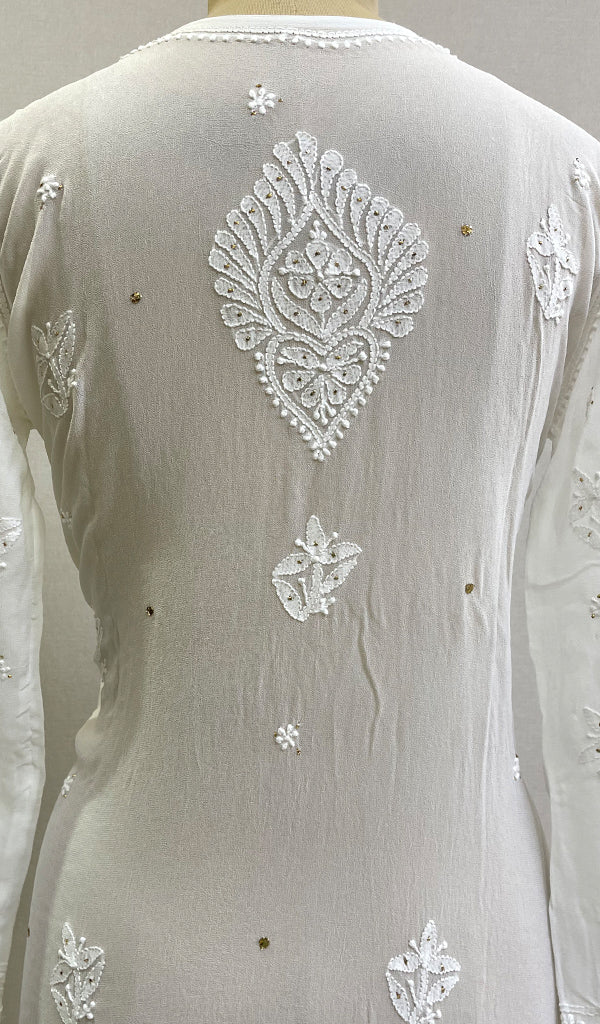 Women's Lakhnavi Handcrafted Viscose Georgette Chikankari Kurti- HONC0161860