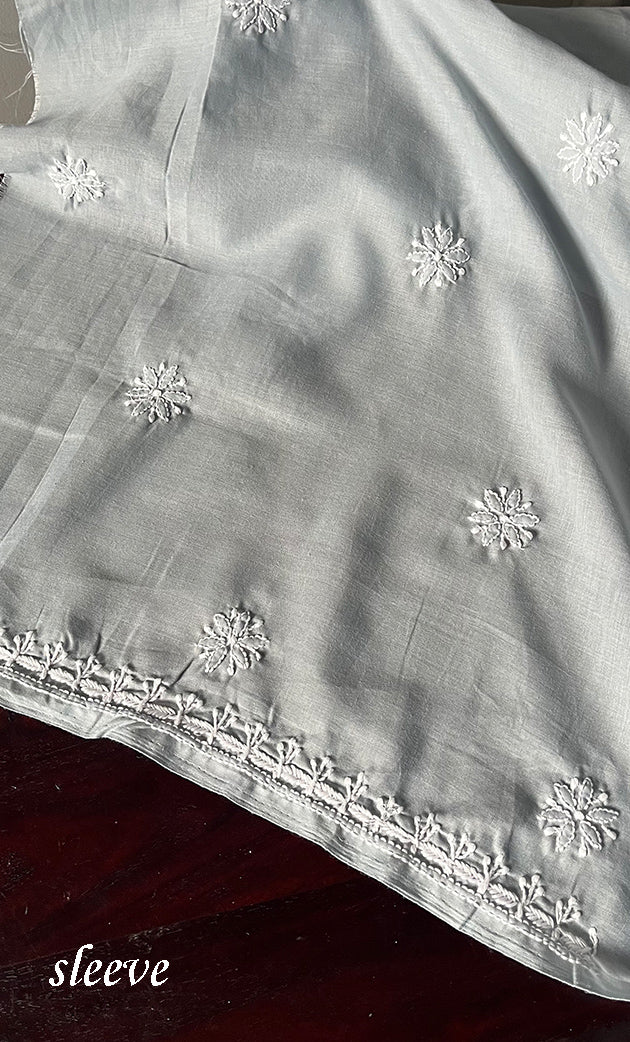 Women's Lakhnavi Handcrafted Cotton Chikankari Unstitched Kurti Fabric - HONC0302631