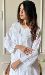将图像加载到图库查看器中, Women's Lakhnavi Handcrafted Cotton Chikankari Kurti And Plazzo Set - HONC0289250