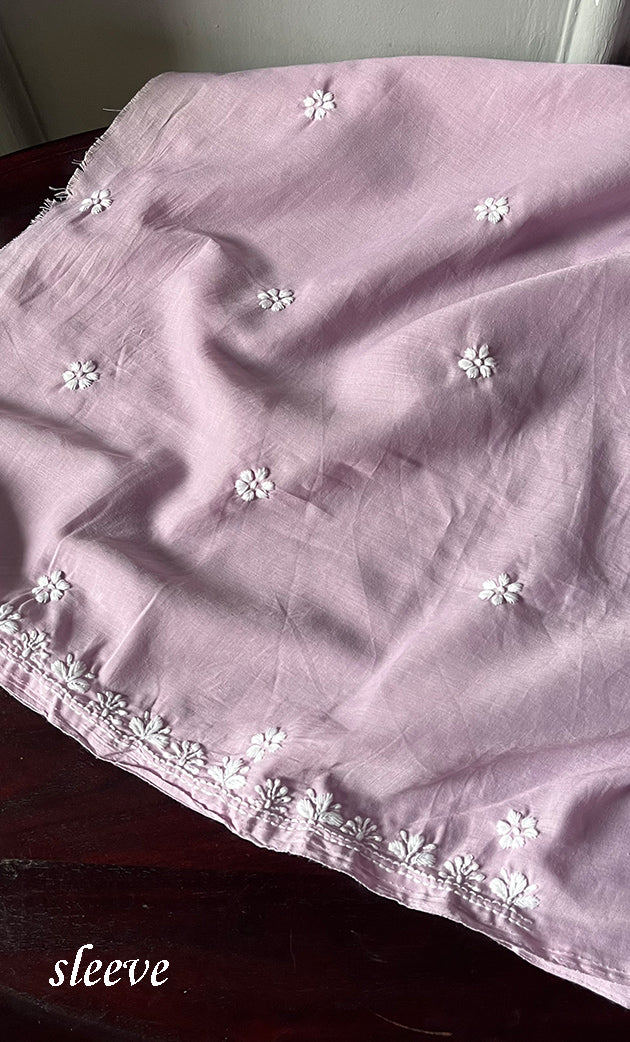 Women's Lakhnavi Handcrafted Cotton Chikankari Unstitched Kurti Fabric - HONC0302647