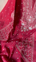 Load image into Gallery viewer, Women's Lakhnavi Handcrafted Mul Chanderi Semi - stitched Kurta And Dupatta Set- HONC0328240