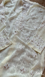 将图像加载到图库查看器中, Women's Lakhnavi Handcrafted Faux-Georgette Chikankari Kurti - HONC0234543