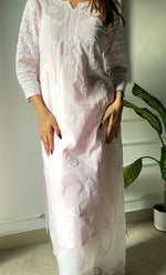 Load image into Gallery viewer, Women's Lucknowi Handcrafted Cotton Chikankari Long Kurti - HONC0325932