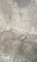 Load image into Gallery viewer, Women's Lakhnavi Handcrafted Pure Organza Chikankari Unstitched Kurta And Dupatta Set- HONC0308268