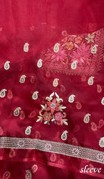 Load image into Gallery viewer, Amara Women's Lakhnavi Handcrafted Pure Organza Chikankari Unstitched Kurta And Dupatta Set - HONC0258851