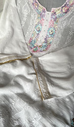 Load image into Gallery viewer, Women's Lakhnavi Handcrafted Cotton Semi -Stitched Kurta And Dupatta Set - HONC0326108