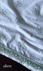 将图像加载到图库查看器中, Women's Lakhnavi Handcrafted Cotton Chikankari Unstitched Kurti Fabric - HONC0318054