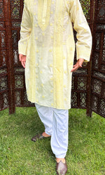 Load image into Gallery viewer, Men's Lucknowi Handcrafted Cotton Chikankari Kurta - HONC0315400