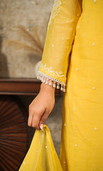 将图像加载到图库查看器中, Women's Lakhnavi Handcrafted Mul Chanderi Chikankari Stitched Kurta, Dupatta And Pant Set - HONC0324261