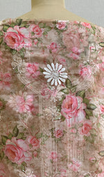 将图像加载到图库查看器中, Disha Women's Lakhnavi Handcrafted Organza Chikankari Unstitched Kurta And Dupatta Set - HONC0201433