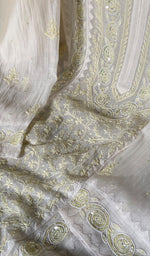 Load image into Gallery viewer, Aaliyah Women's Lakhnavi Handcrafted Mul Chanderi Semi - Stitched Kurta And Dupatta Set - HONC0253631