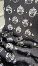 Load image into Gallery viewer, Women's Lakhnavi Handcrafted Mul Chanderi Unstitched Chikankari Full Suit Material - HONC0374241