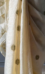 Load image into Gallery viewer, Women's Lakhnavi Handcrafted Tussar Silk Chikankari Saree - HONC0258441