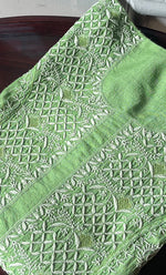 Load image into Gallery viewer, Women's Lakhnavi Handcrafted Munga Silk Chikankari Unstitched Kurti Fabric - HONC0270478