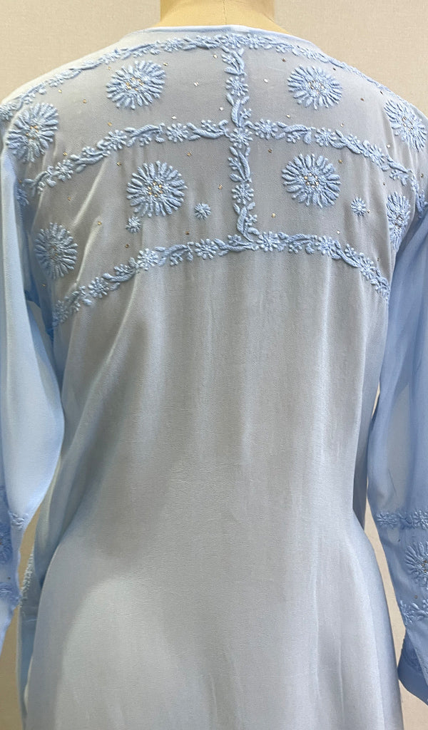 Sadaf Women's Lakhnavi Handcrafted Viscose Georgette Chikankari Kurti - HONC0174136
