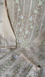 将图像加载到图库查看器中, Women's Lucknowi Handcrafted Mul Chanderi Semi - stitched Chikankari Anarkali Full Set - HONC0371981