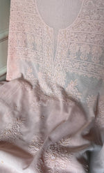 Load image into Gallery viewer, Women's Lakhnavi Handcrafted Unstitched Cotton Chikankari Kurta Dupatta Set - HONC0139077