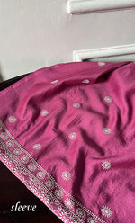 将图像加载到图库查看器中, Lucknowi Handcrafted Chanderi Silk Chikankari Unstitched Unisex Kurta Fabric - HONC0255342