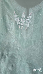 将图像加载到图库查看器中, Women's Lakhnavi Handcrafted Pure Silk Georgette Chikankari Full Suit Fabric - NC027842