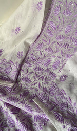 Load image into Gallery viewer, Gulpari Women's Lakhnavi Handcrafted Mul Chanderi Semi - Stitched Kurta And Dupatta Set - HONC0243892