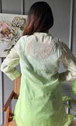 Load image into Gallery viewer, Rashida Women's Lakhnavi Handcrafted Muslin Chikankari Kurta And Pant Set - HONC0290984