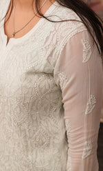 Load image into Gallery viewer, Fareeha Women's Lakhnavi Handcrafted Viscose Georgette Chikankari Kurti - HONC0282661
