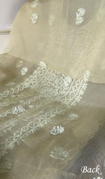 将图像加载到图库查看器中, Women's Lakhnavi Handcrafted Pure Organza Chikankari Unstitched Kurta And Dupatta Set- HONC0324983