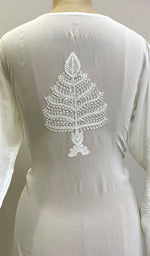 将图像加载到图库查看器中, Women's Lakhnavi Handcrafted Viscose Georgette Chikankari Kurti - HONC0207815