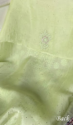 Load image into Gallery viewer, Women's Lakhnavi Handcrafted Pure Organza Chikankari Unstitched Kurta And Dupatta Set- HONC0449442