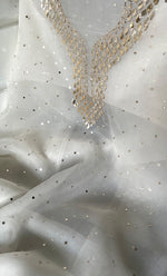 将图像加载到图库查看器中, Alfia Women's Lakhnavi Handcrafted Pure Organza Chikankari Unstitched Kurta And Dupatta Set- HONC0326234