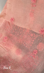 Load image into Gallery viewer, Women's Lakhnavi Handcrafted Pure Organza Chikankari Unstitched Kurta And Dupatta Set- HONC0310373