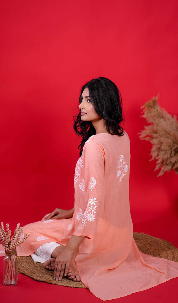 Reet Women's Lucknowi Handcrafted Modal Cotton Chikankari Kurti - HONC0211984