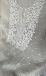 Load image into Gallery viewer, Jazba Women's Lakhnavi Handcrafted Mul Chanderi Unstitched Kurta And Dupatta Set- HONC0334538