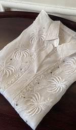 Load image into Gallery viewer, Women's Lakhnavi Handcrafted Semi Stitched Pure Organza Chikankari Top - HONC0216803