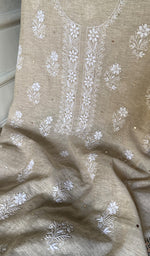 Load image into Gallery viewer, Women's Lakhnavi Handcrafted Unstitched Cotton Chikankari Kurta Dupatta Set - HONC0352437
