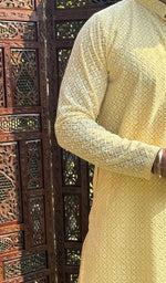 Load image into Gallery viewer, Men's Faux-Georgette Hakoba Kurta - HONC0261808