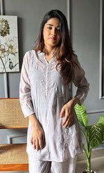 Load image into Gallery viewer, Rashida Women's Lakhnavi Handcrafted Muslin Chikankari Kurta And Pant Set - HONC0300555