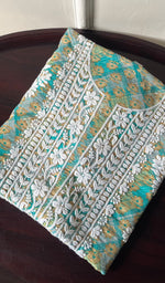 Load image into Gallery viewer, Women's Lakhnavi Handcrafted Cotton Chikankari Unstitched Kurti Fabric - HONC0284381