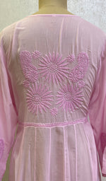 Load image into Gallery viewer, Women's Lucknowi Handcrafted Muslin Chikankari Anarkali Dress - HONC0149492