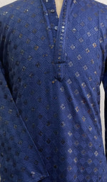 Load image into Gallery viewer, Men's Faux-Georgette Hakoba Kurta - HONC0188717