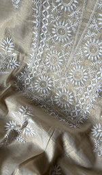 Load image into Gallery viewer, Women's Lucknowi Handcrafted Tissue Chanderi Chikankari Kurta And Dupatta Set - HONC0242482