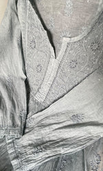 Load image into Gallery viewer, Women's Lakhnavi Handcrafted Mul Chanderi Semi - stitched Chikankari Full Suit Material - HONC0319558